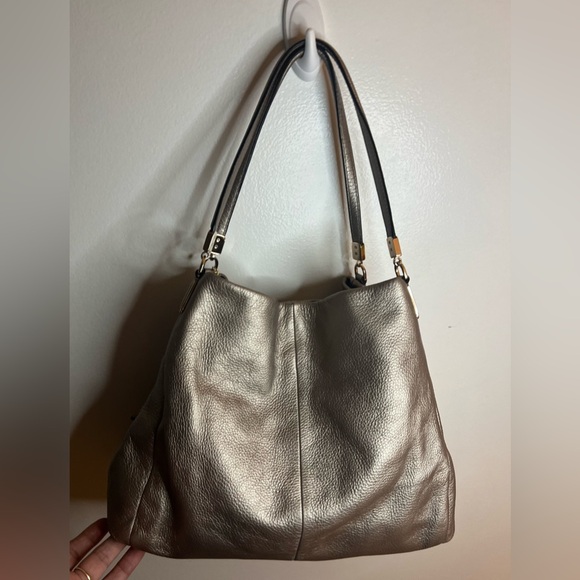 Coach Madison Phoebe Shoulder Bag, metallic leather finish. - Picture 1 of 7